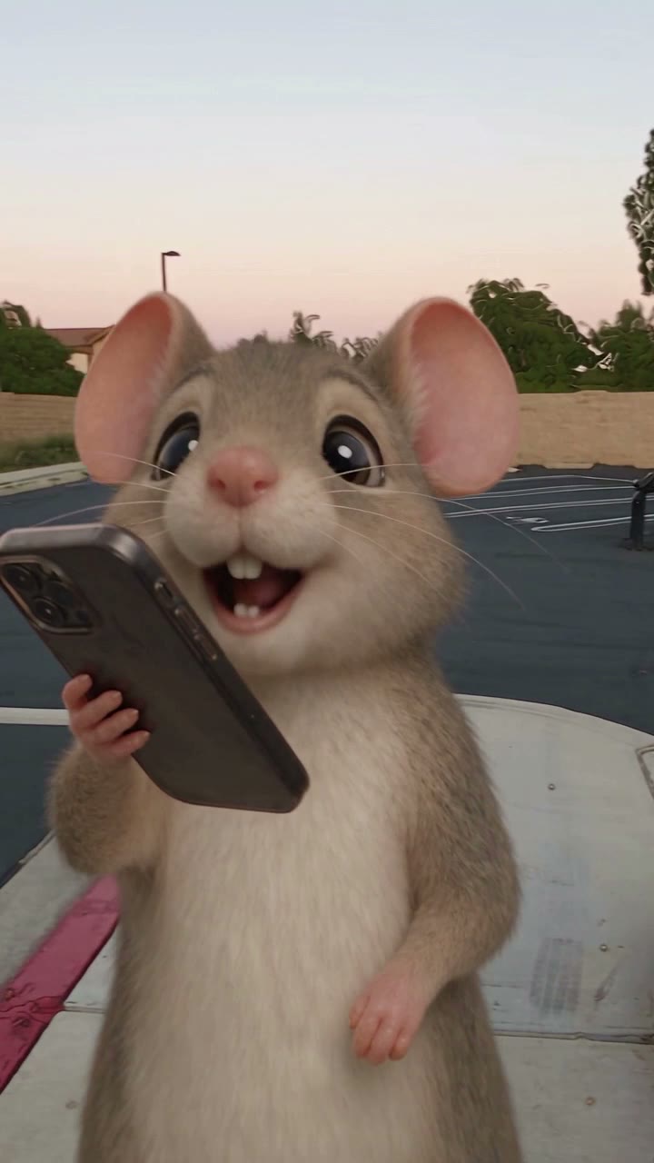 Default animal clip: holding the phone